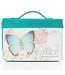 Christian Art Gifts Grace Butterfly Blessings Teal Faux Leather Fashion Bible Cover - Ephesians 2:8 時尚仿皮聖經套
