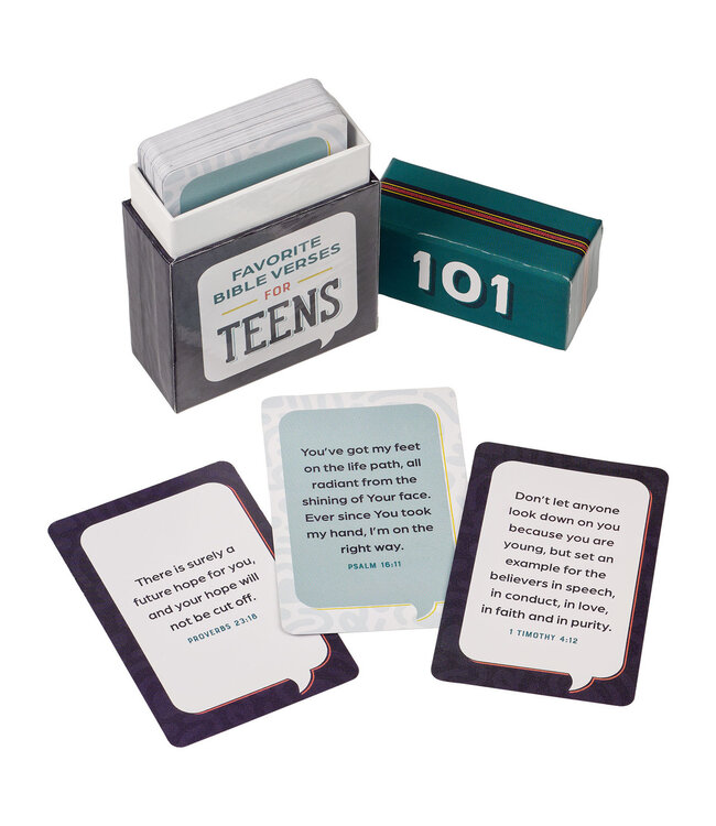 101 Favorite Bible Verses for Teens Teal and Blue Box of Blessings | 祝福金句卡