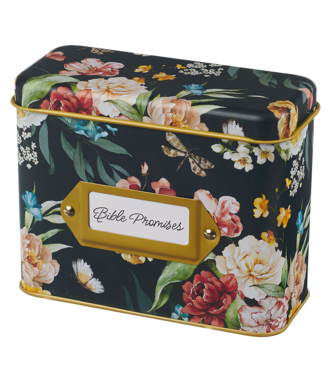 Black Floral Bible Promises in Tin | 錫罐裝金句卡