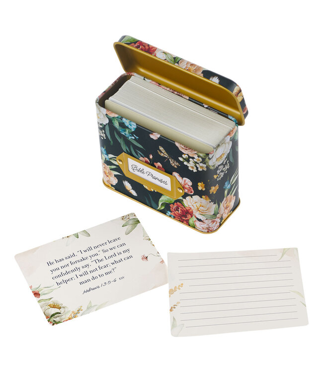 Black Floral Bible Promises in Tin | 錫罐裝金句卡