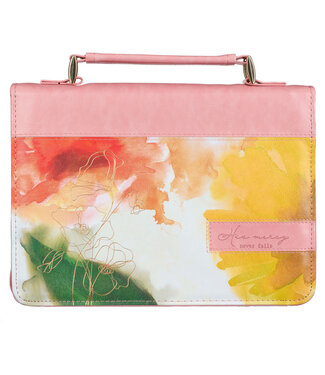 Christian Art Gifts Pastel Meadow Pink Watercolor Faux Leather Bible Cover | 淺色草地粉水彩仿皮聖經套