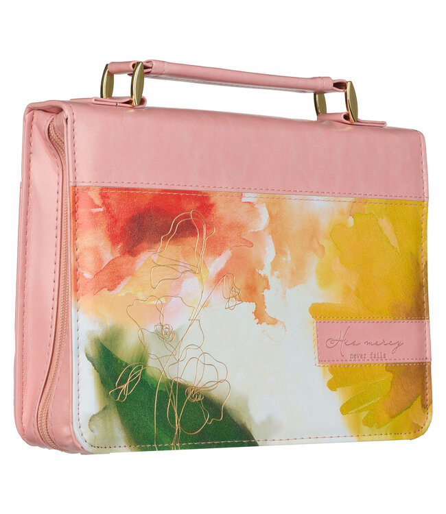 Pastel Meadow Pink Watercolor Faux Leather Bible Cover | 淺色草地粉水彩仿皮聖經套