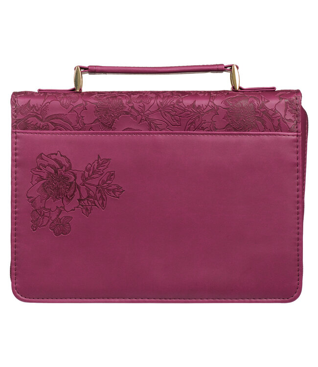 Walk by Faith Ruby Red Faux Leather Fashion Bible Cover - 2 Corinthians 5:7 | 時尚仿皮聖經套