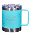 Christian Art Gifts Strength & Dignity - Teal Camp Style Stainless Steel Mug - Proverbs 31:25 | 青綠色露營風格不鏽鋼馬克杯 - 箴言 31:25