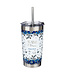 Be Still & Know Blue Floral Stainless Steel Travel Mug with Reusable Stainless Steel Straw - Psalm 46:10 | 藍色花卉不鏽鋼旅行馬克杯，附有可重複使用的不鏽鋼吸管 - 詩篇 46:10