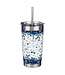 Be Still & Know Blue Floral Stainless Steel Travel Mug with Reusable Stainless Steel Straw - Psalm 46:10 | 藍色花卉不鏽鋼旅行馬克杯，附有可重複使用的不鏽鋼吸管 - 詩篇 46:10