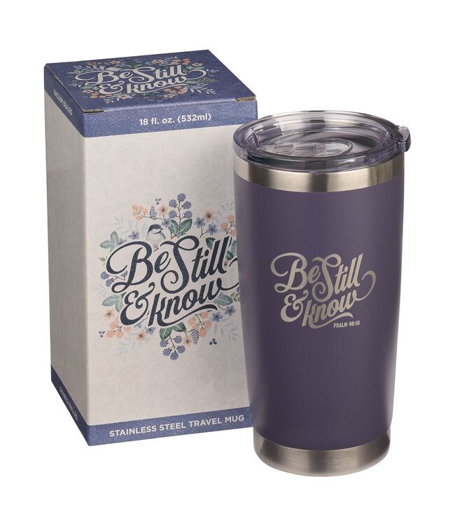 Be Still Purple Stainless Steel Mug - Psalm 46:10 | 紫色不鏽鋼馬克杯 - 詩篇 46:10