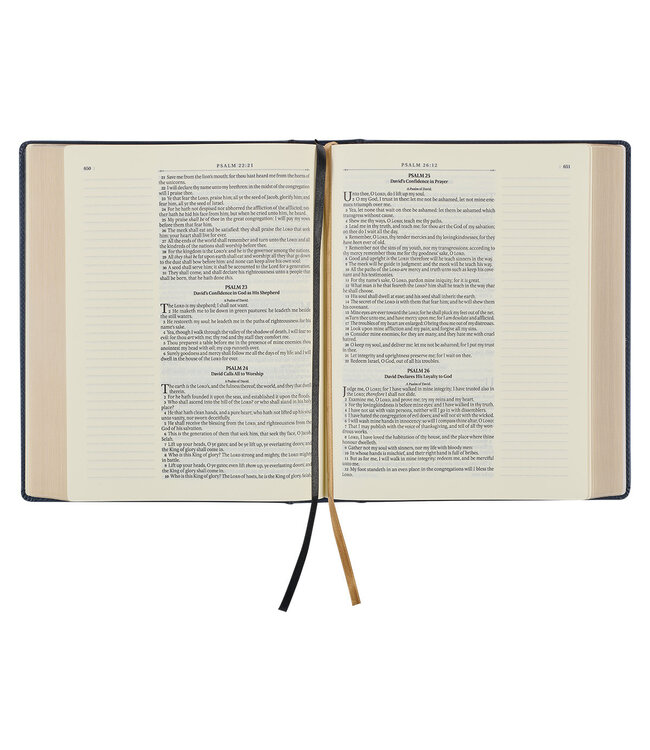 Navy Blue Floral Faux Leather Hardcover Large Print KJV Note-taking Bible