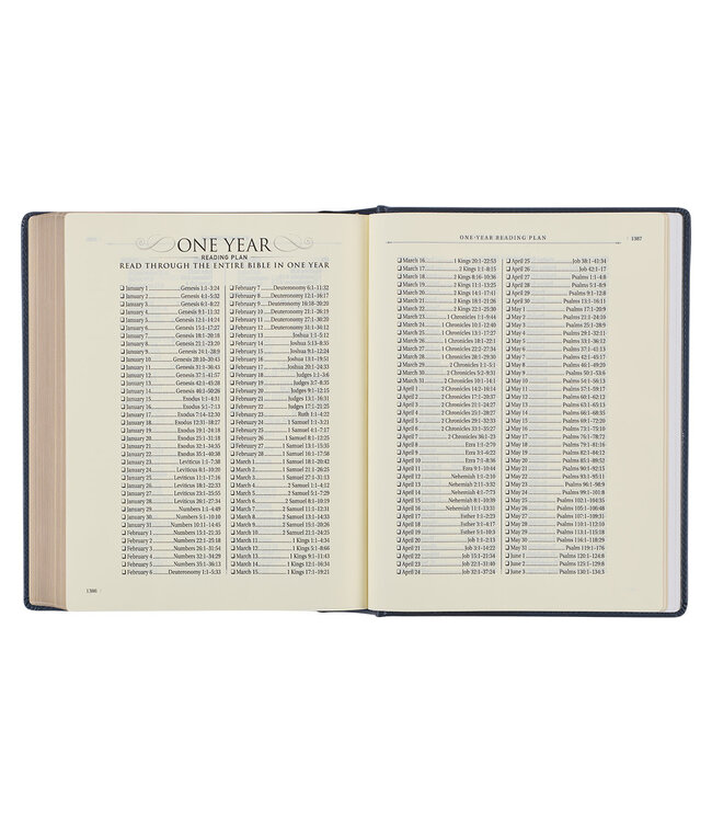 Navy Blue Floral Faux Leather Hardcover Large Print KJV Note-taking Bible