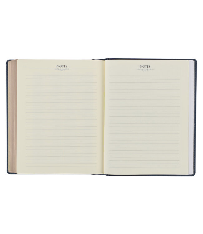 Navy Blue Floral Faux Leather Hardcover Large Print KJV Note-taking Bible