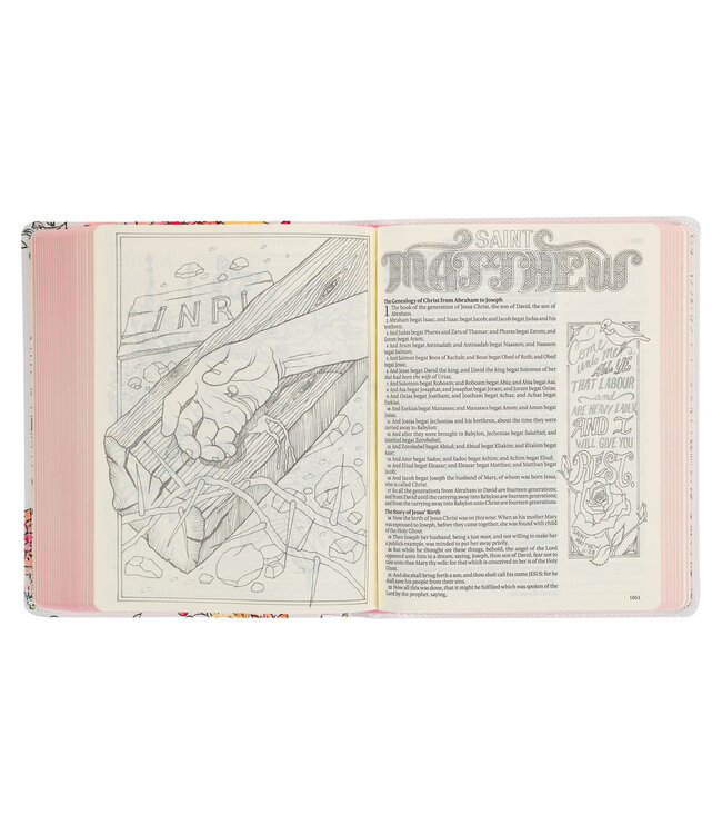 Pearlized White Faux Leather KJV My Creative Bible