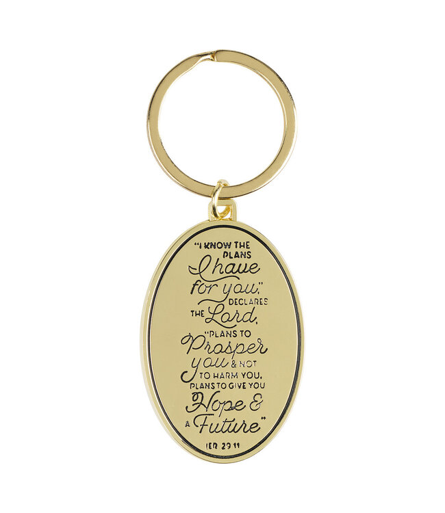 Hope and a Future Blue Oval Metal Key Ring - Jeremiah 29:11 | 藍色橢圓金屬鑰匙圈 - 耶利米書 29:11
