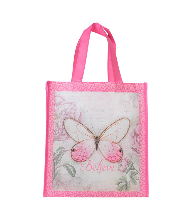 Believe Pink Butterfly Shopping Bag | 粉紅色蝴蝶購物袋