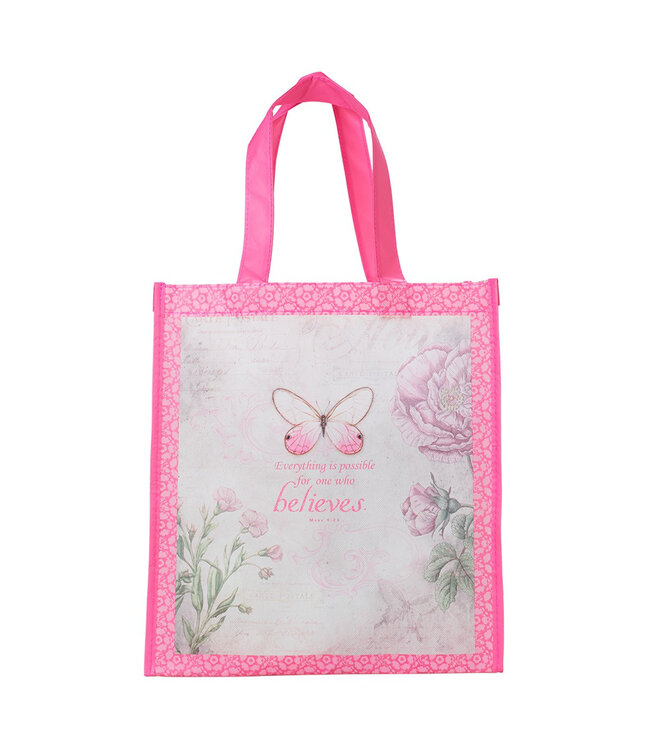 Believe Pink Butterfly Shopping Bag | 粉紅色蝴蝶購物袋