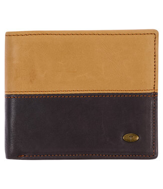 Christian Art Gifts Cross - Genuine LTwo-tone Dark Brown and Camel Tan Leather Wallet with Cross Badgeeather Wallet | 兩色深棕和駝色的皮革錢包，帶有十字徽章