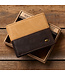 Two-tone Dark Brown and Camel Tan Leather Wallet with Cross Badge | 兩色深棕和駝色的皮革錢包，帶有十字徽章