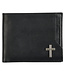 Christian Art Gifts Silver Cross Black Genuine Leather Wallet | 銀十字黑色真皮錢包