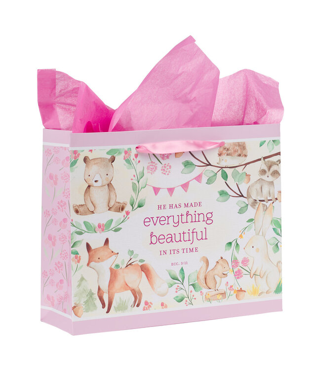 Everything Beautiful Forest Animals Large Landscape Gift Bag with Card Set - Ecclesiastes 3:11 | 「Everything Beautiful Forest Animals」大號橫向禮物袋套裝，附卡片 - 《傳道書》3:11