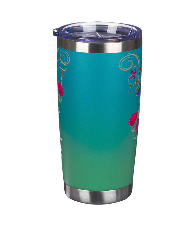 Blessed Blue Peacock Stainless Steel Travel Tumbler - Jeremiah 17:7 | 蒼藍孔雀不銹鋼旅行保溫杯 - 耶利米書 17:7
