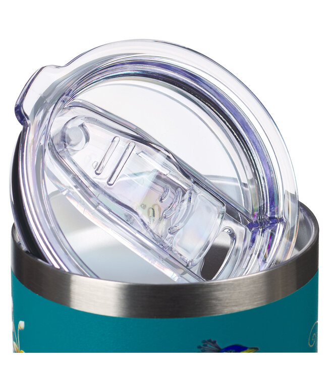 Blessed Blue Peacock Stainless Steel Travel Tumbler - Jeremiah 17:7 | 蒼藍孔雀不銹鋼旅行保溫杯 - 耶利米書 17:7