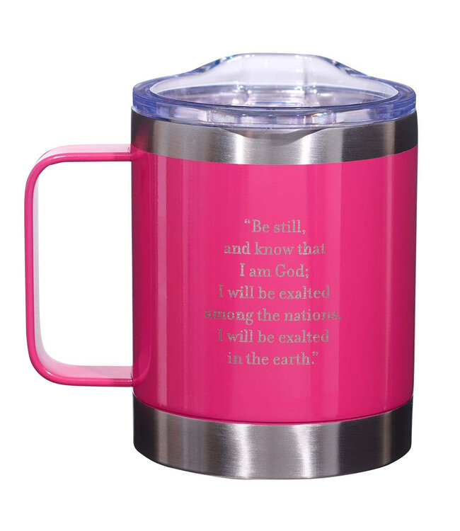 Stainless Steel Mug Be Still Psalm 46:10 | 粉紅露營風格不銹鋼杯 - 詩篇 46:10