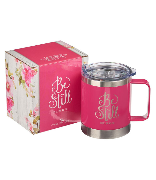 Stainless Steel Mug Be Still Psalm 46:10 | 粉紅露營風格不銹鋼杯 - 詩篇 46:10