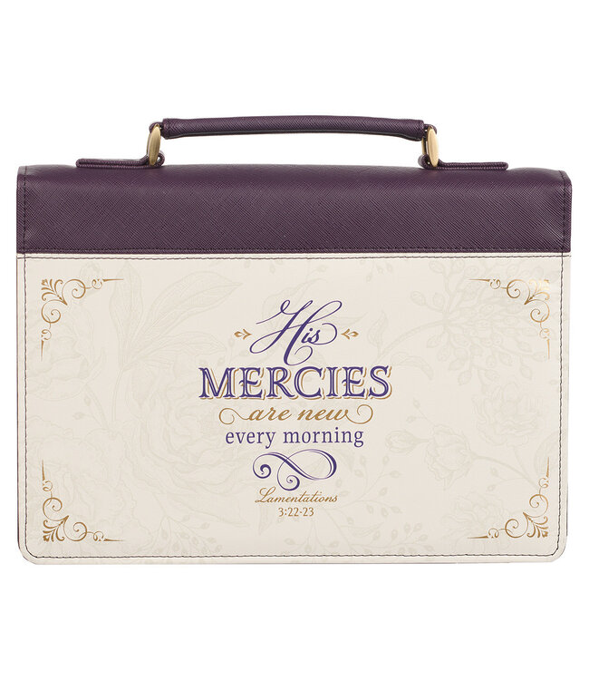 His Mercies Are New Dark Amethyst Purple Fashion Bible Cover - Lamentations 3:22-23 | 時尚仿皮聖經套