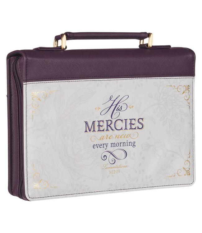 His Mercies Are New Dark Amethyst Purple Fashion Bible Cover - Lamentations 3:22-23 | 時尚仿皮聖經套