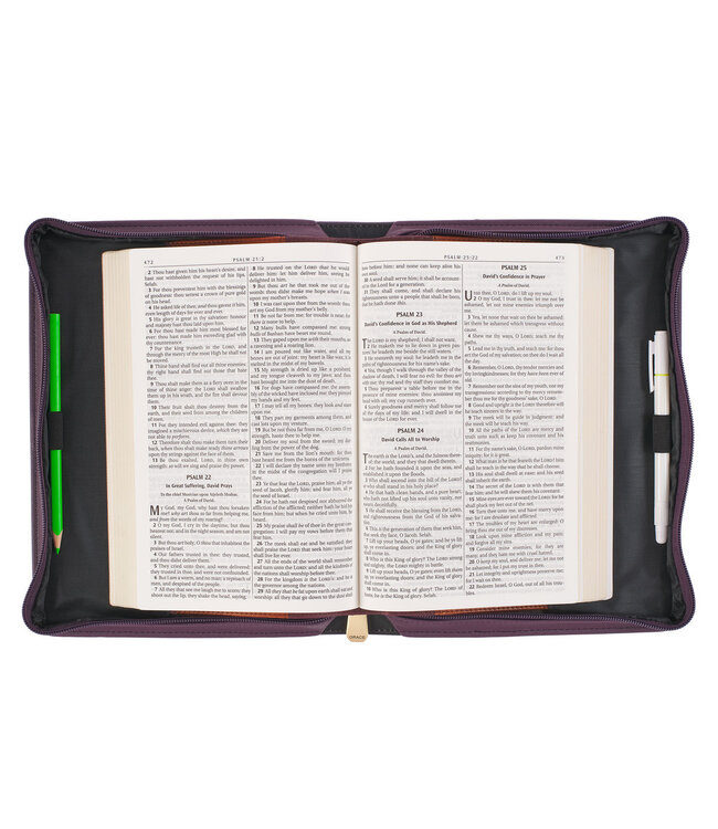 His Mercies Are New Dark Amethyst Purple Fashion Bible Cover - Lamentations 3:22-23 | 時尚仿皮聖經套