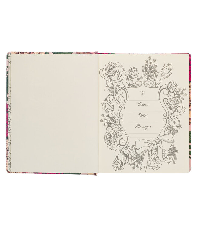 Rose-pink Floral Faux Leather Hardcover KJV My Creative Bible with Elastic Closure