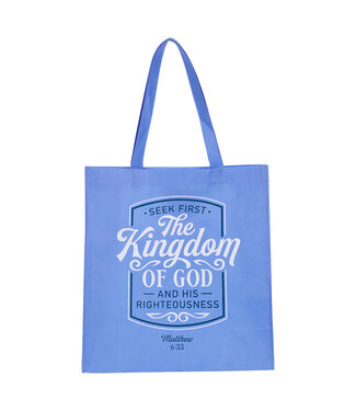 Christian Art Gifts The Kingdom of God Blue Shopping Tote Bag - Matthew 6:33 | 藍色購物手提袋 - 馬太福音 6:33