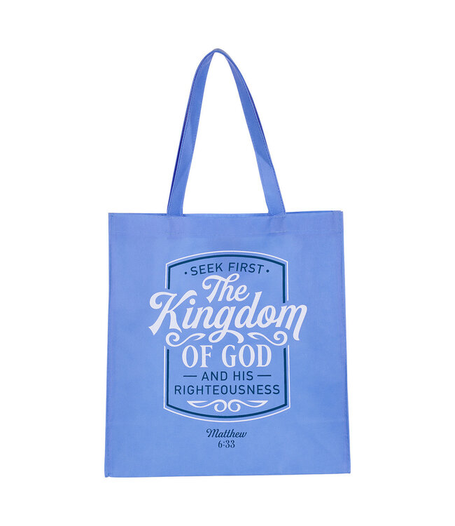 The Kingdom of God Blue Shopping Tote Bag - Matthew 6:33 | 藍色購物手提袋 - 馬太福音 6:33