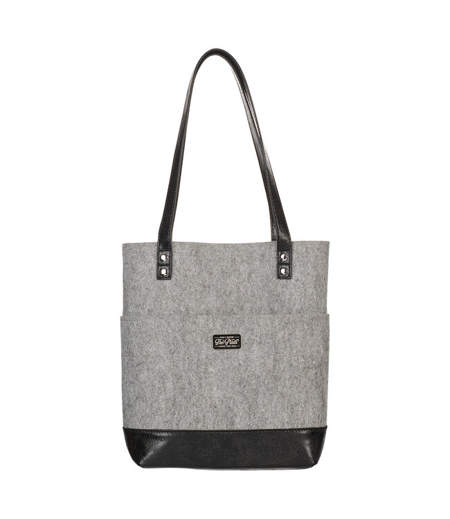 The Plans Heather Gray Felt and Black Faux Leather Fashion Bible Tote Bag - Jeremiah 29:11 | 《The Plans》灰毛氈黑仿皮時尚聖經手提袋-耶利米書29:11