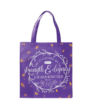 Christian Art Gifts Strength and Dignity Tote Shopping Bag - Proverbs 31:25 | 環保購物袋 - 箴言 31:25