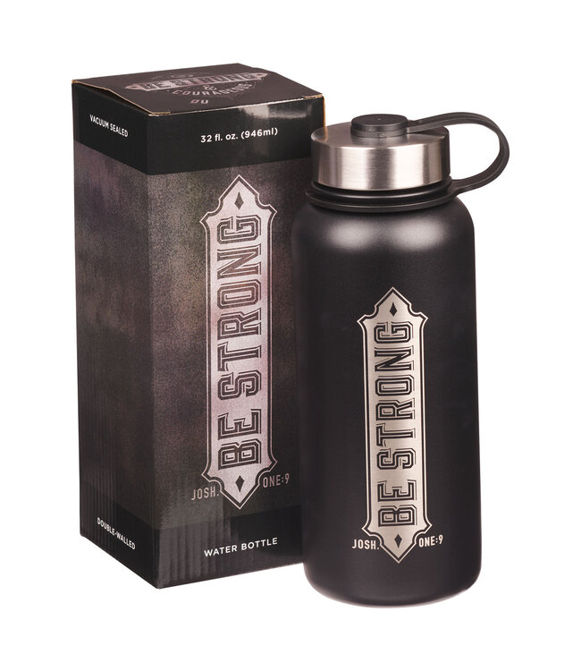 Be Strong Black Stainless Steel Water Bottle - Joshua 1:9 | 黑色不銹鋼保溫瓶 - 約書亞記 1:9
