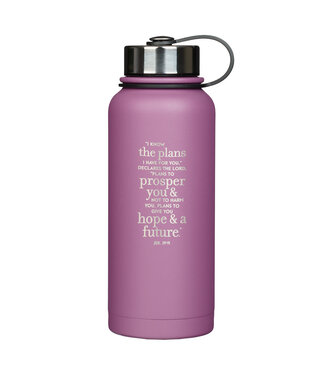 Christian Art Gifts The Plans Lilac Purple Stainless Steel Water Bottle - Jeremiah 29:11 | 淡紫不鏽鋼水瓶 - 耶利米書 29:11