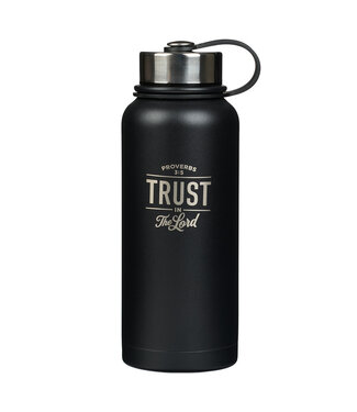 Christian Art Gifts Trust in the Lord Black Stainless Steel Water Bottle - Proverbs 3:5 | 黑色不銹鋼保溫瓶 - 箴言 3:5