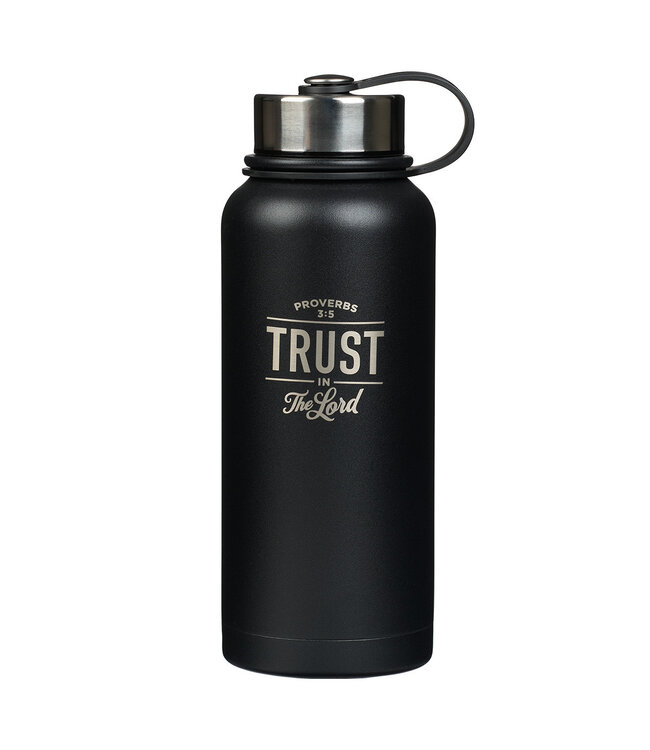 Trust in the Lord Black Stainless Steel Water Bottle - Proverbs 3:5 | 黑色不銹鋼保溫瓶 - 箴言 3:5
