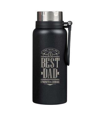 Christian Art Gifts The World's Best Dad - Stainless Steel Water Bottle - Joshua 1:9 不銹鋼保溫瓶
