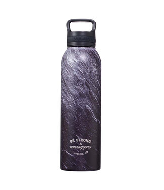 Christian Art Gifts Strong & Courageous Black Stone - Stainless Steel Water Bottle - Joshua 1:9 | 黑石紋不鏽鋼保溫瓶 - 約書亞記 1:9