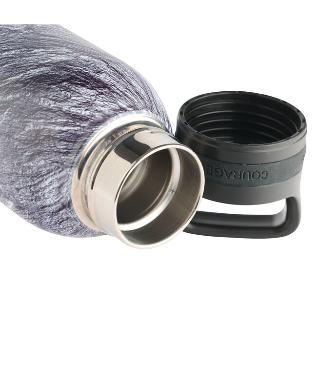 Strong & Courageous Black Stone - Stainless Steel Water Bottle - Joshua 1:9 | 黑石紋不鏽鋼保溫瓶 - 約書亞記 1:9