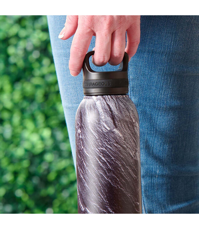 Strong & Courageous Black Stone - Stainless Steel Water Bottle - Joshua 1:9 | 黑石紋不鏽鋼保溫瓶 - 約書亞記 1:9