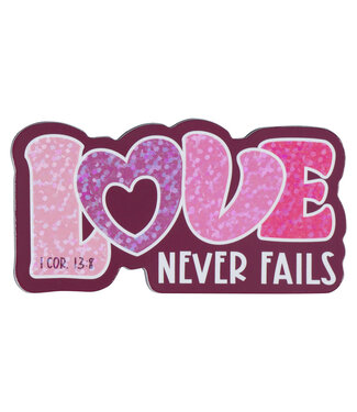 Christian Art Gifts Love Never Fails Magnet - 1 Corinthians 13:8 | 冰箱磁鐵 - 哥林多前書 13:8