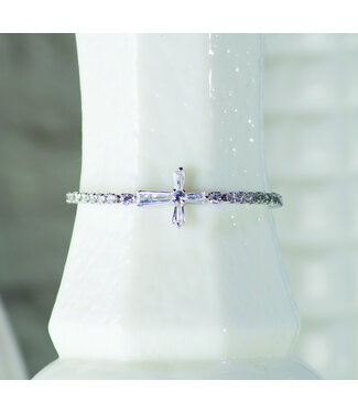 Eden Merry Jewelry Adjustable Bracelets -Silver Small Cross Bracelet 銀色小十字架金屬手鐲