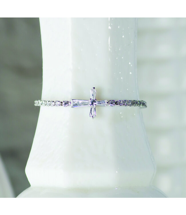 Adjustable Bracelets -Silver Small Cross Bracelet 銀色小十字架金屬手鐲