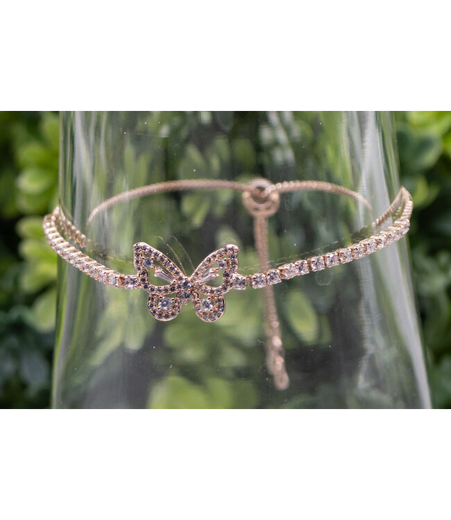 Adjustable Bracelets -Rose Gold Butterfly Bracelet 玫瑰金蝴蝶手鍊