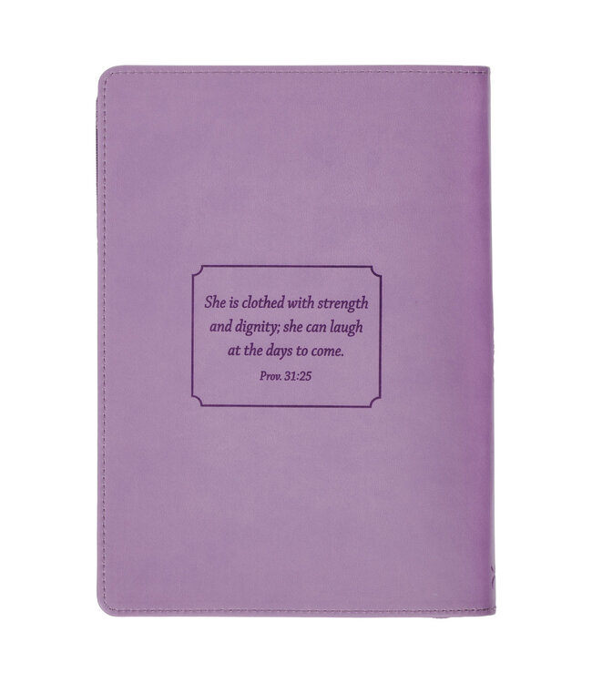Strength & Dignity Hummingbird Purple Faux Leather Classic Journal with Zipper Closure - Proverbs 31:25 | 仿皮拉鍊封口日記本