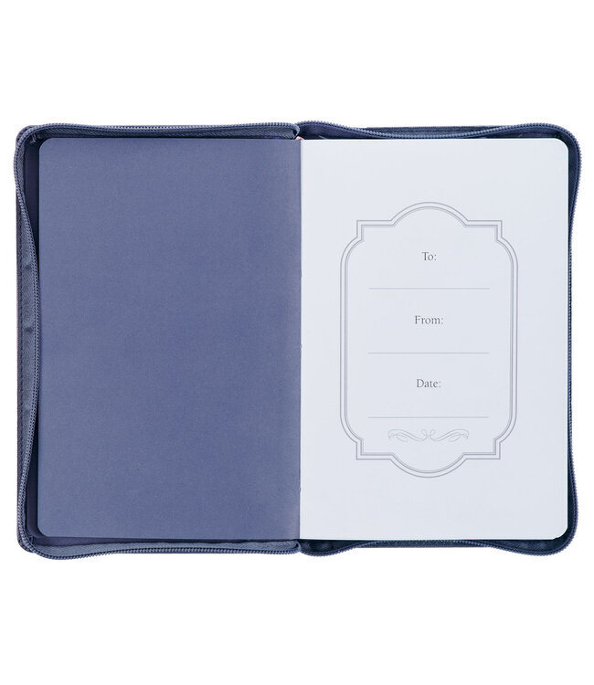 Be Still and Know Midnight Blue Floral Faux Leather Classic Journal with Zipper Closure - Psalm 46:10 | 仿皮拉鍊封口日記本