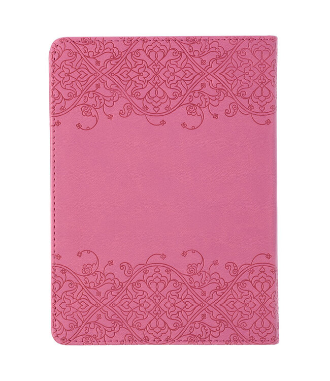 With God All Things Are Possible Pink Handy-Sized Faux Leather Journal | 粉紅色手提仿皮筆記本