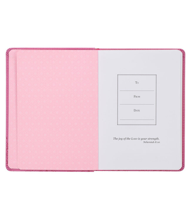 With God All Things Are Possible Pink Handy-Sized Faux Leather Journal | 粉紅色手提仿皮筆記本